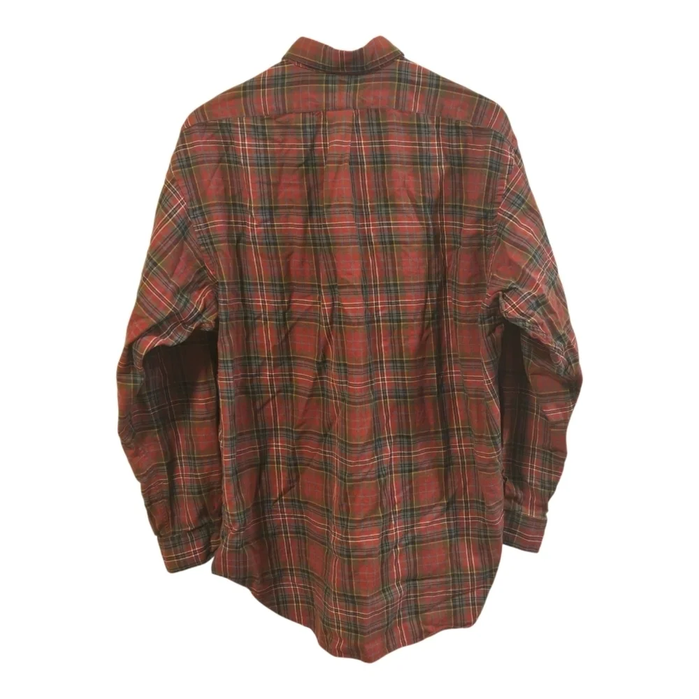 Vintage Polo Ralph Lauren Benford Cotton Wool Red Plaid Button Down Shirt Large